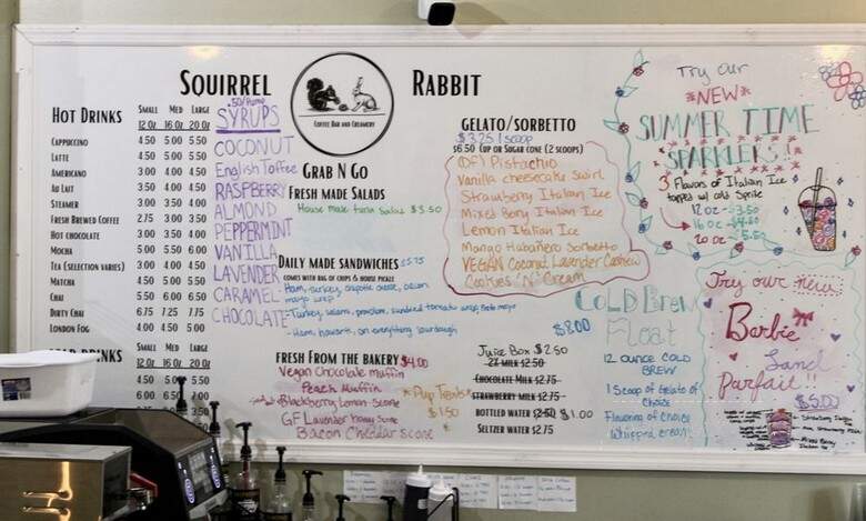 Squirrel Rabbit Coffee Bar and Creamery - Chattanooga, TN menu_pic