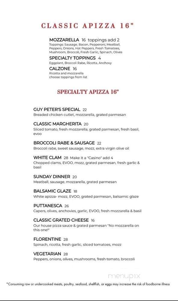 Guy Peter's Ristorante - Ansonia, CT menu_pic