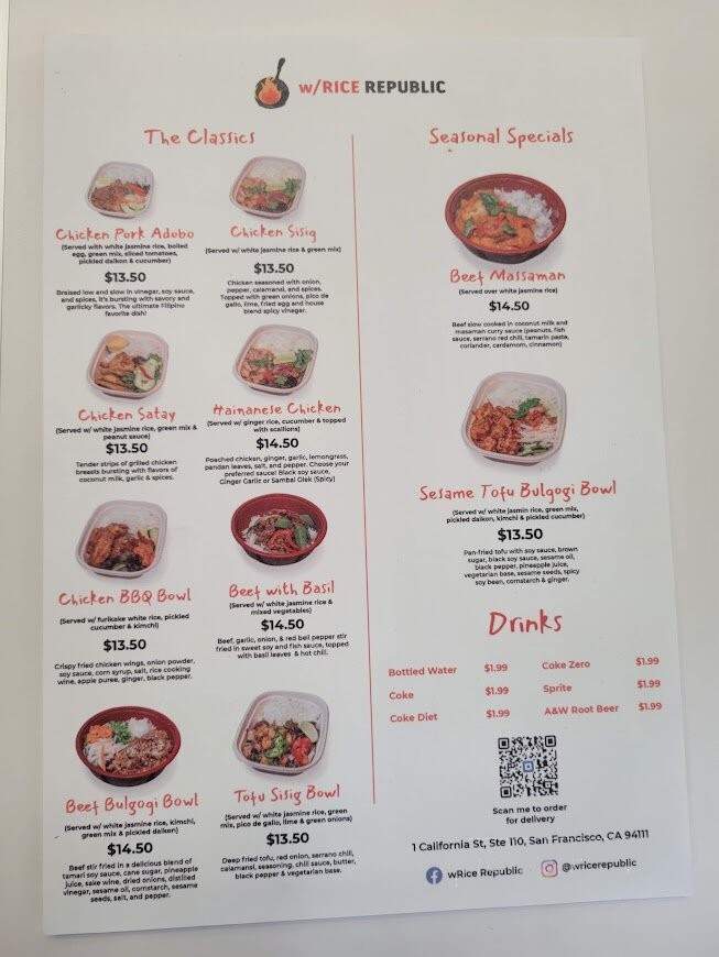 WRice Republic - San Francisco, CA menu_pic