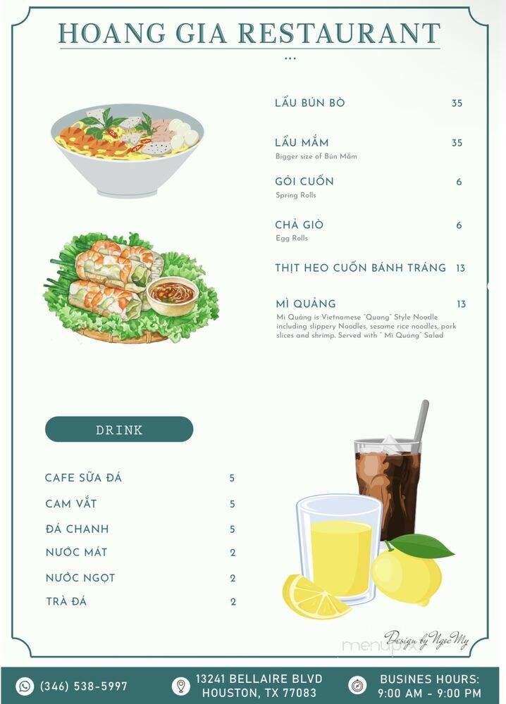 Hoang Gia Restaurant - Houston, TX menu_pic