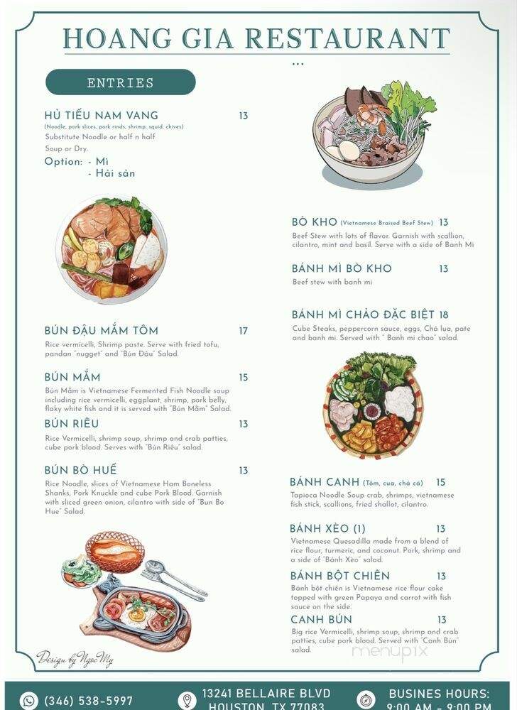 Hoang Gia Restaurant - Houston, TX menu_pic