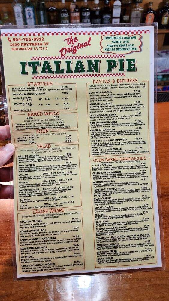 The Original Italian Pie Uptown - New Orleans, LA menu_pic