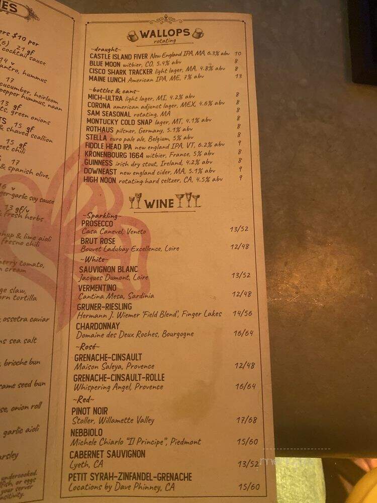 Pinky's Cocktails and Dreams - Boston, MA menu_pic