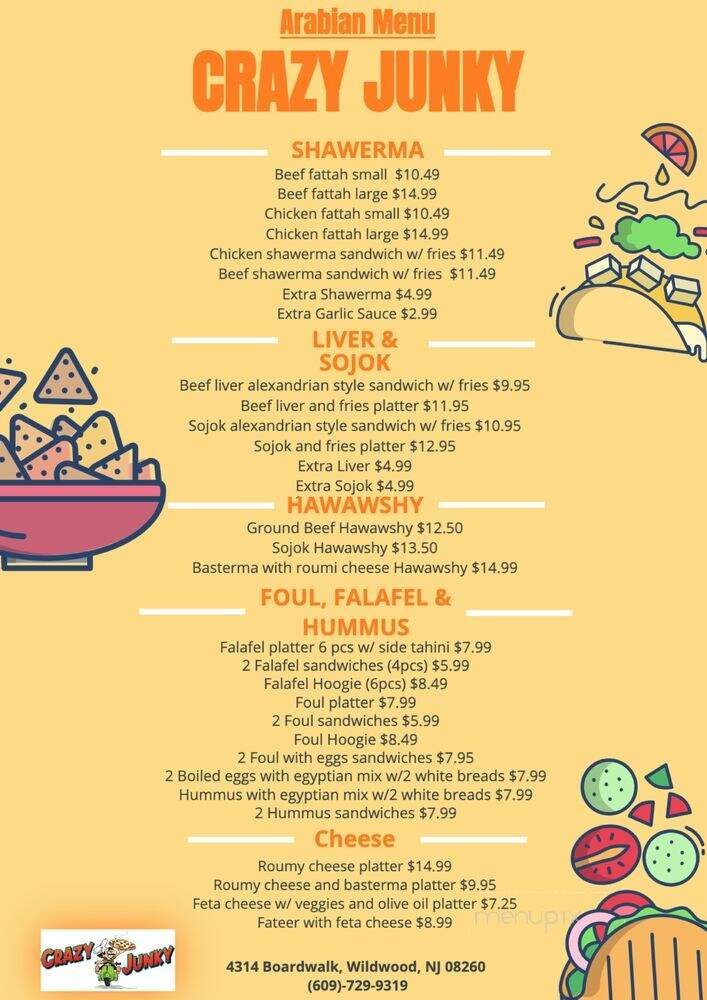 Crazy Junky - Wildwood, NJ menu_pic