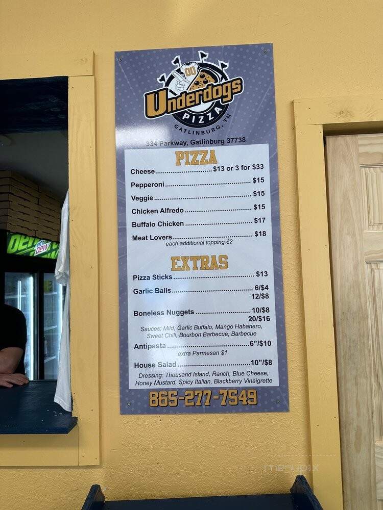 Underdogs Pizza - Gatlinburg, TN menu_pic
