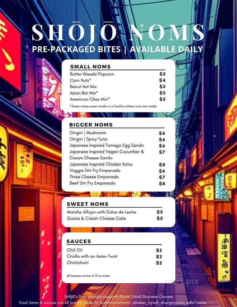 Shojo's Dojo - Miami, FL menu_pic