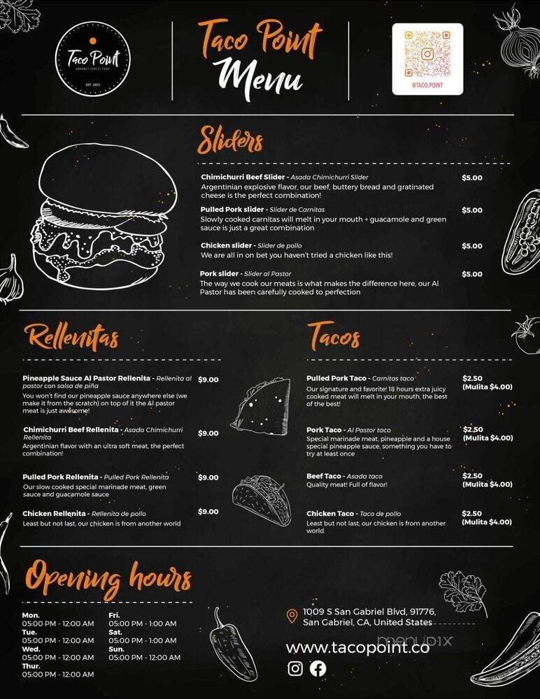 Taco Point - San Gabriel, CA menu_pic