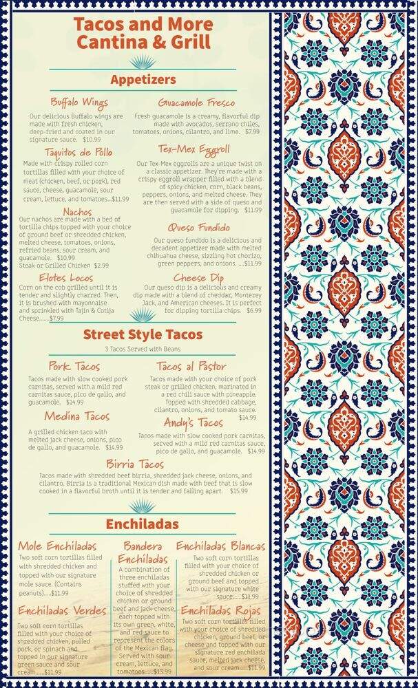 Tacos and More Cantina & Grill - Framingham, MA menu_pic
