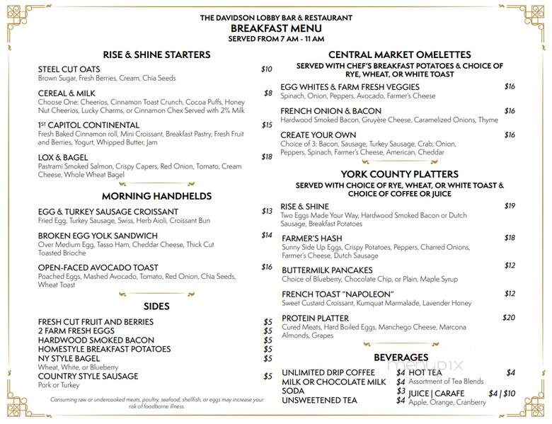Davidson Lobby Bar and Restaurant - York, PA menu_pic