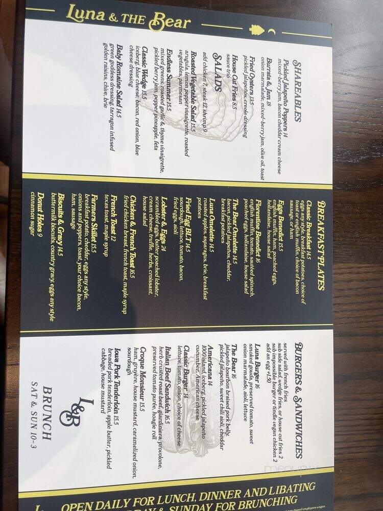 Luna & The Bear - Minneapolis, MN menu_pic