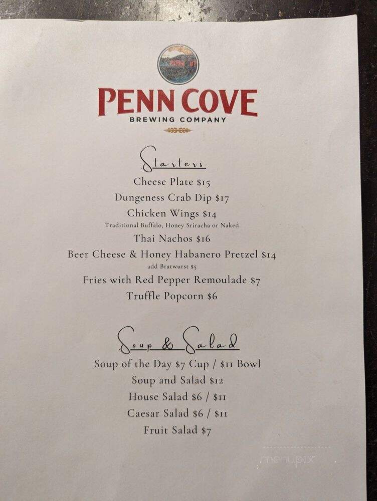 Penn Cove Brewing - Lake Stevens, WA menu_pic