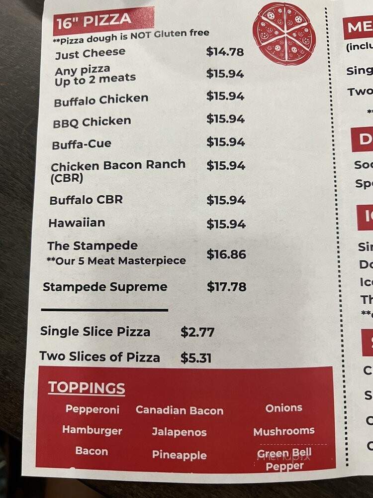 Stampede Pizza - Lone Oak, TX menu_pic