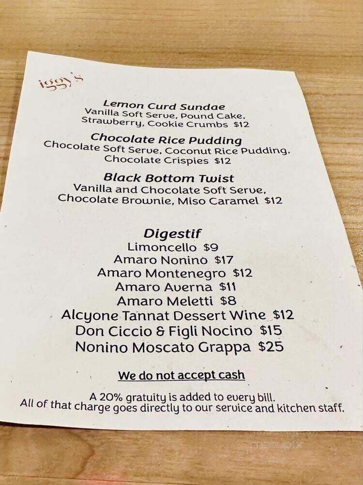 Iggys - Nashville, TN menu_pic