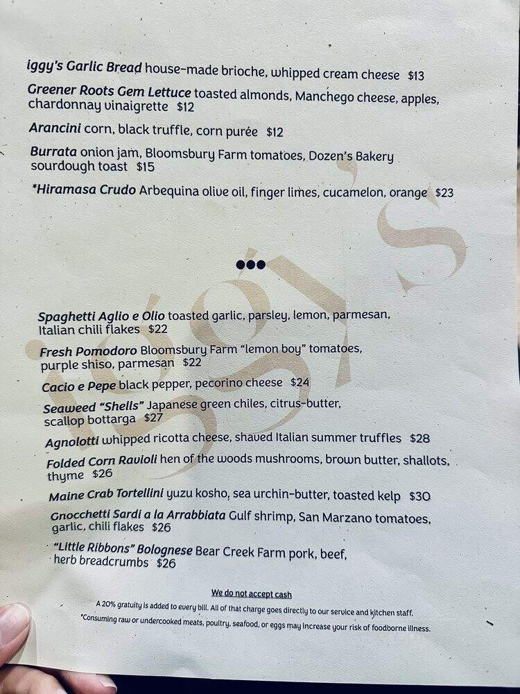 Iggys - Nashville, TN menu_pic