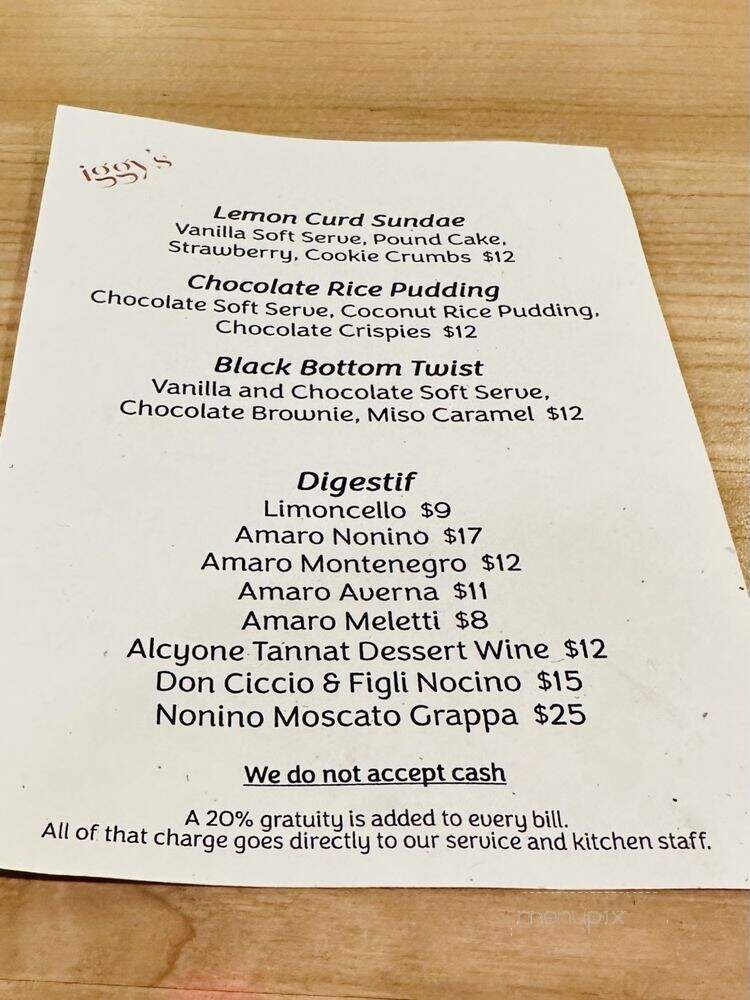 Iggys - Nashville, TN menu_pic