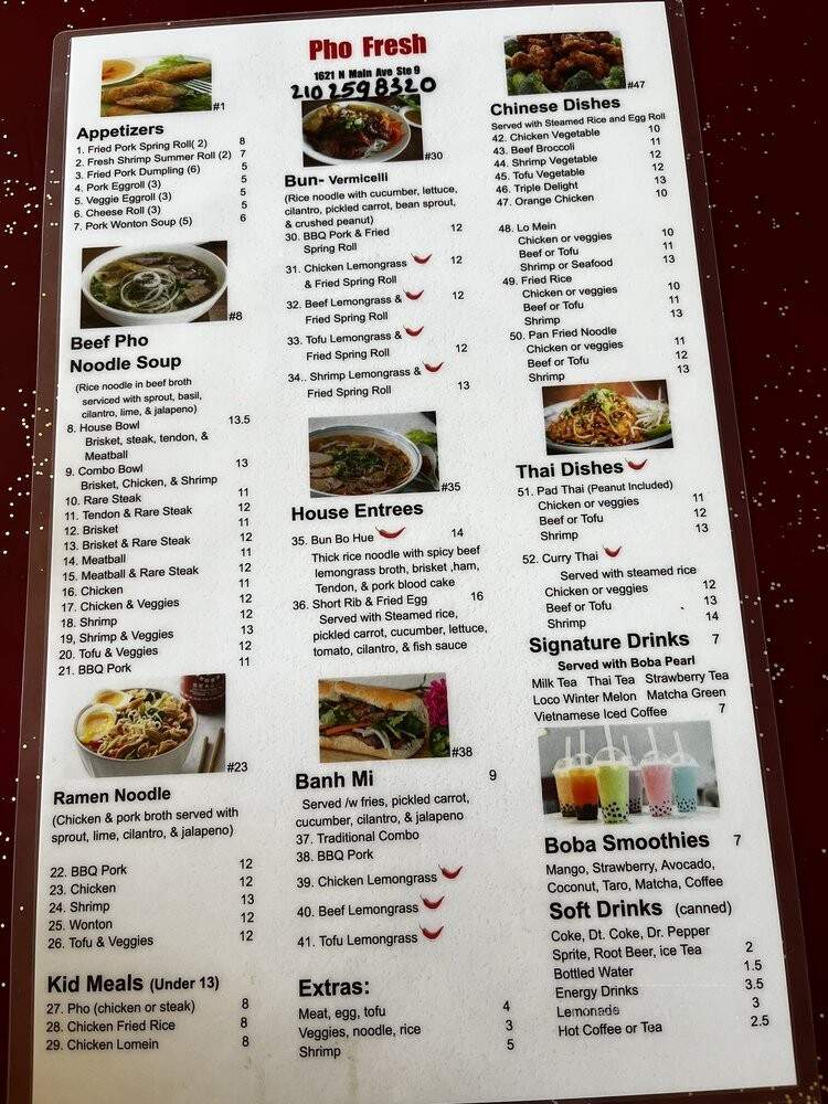 Pho Fresh - San Antonio, TX menu_pic
