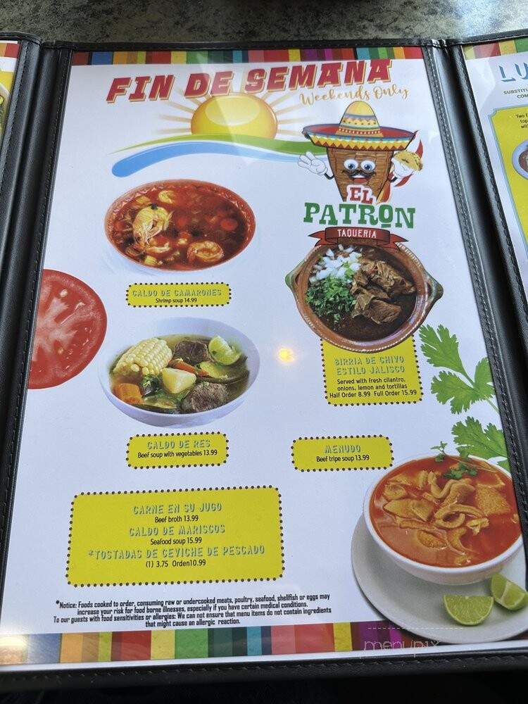 El Patron Taqueria - Murfreesboro, TN menu_pic