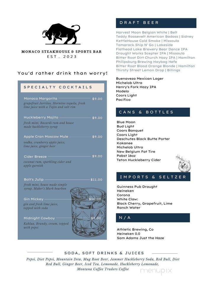 Monaco Steakhouse & Sports Bar - Columbia Falls, MT menu_pic