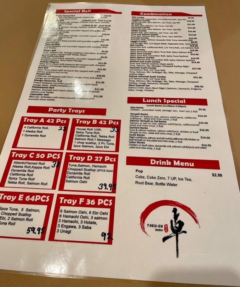 Sushi Taku-En Japanese Restaurant - Vancouver, BC menu_pic