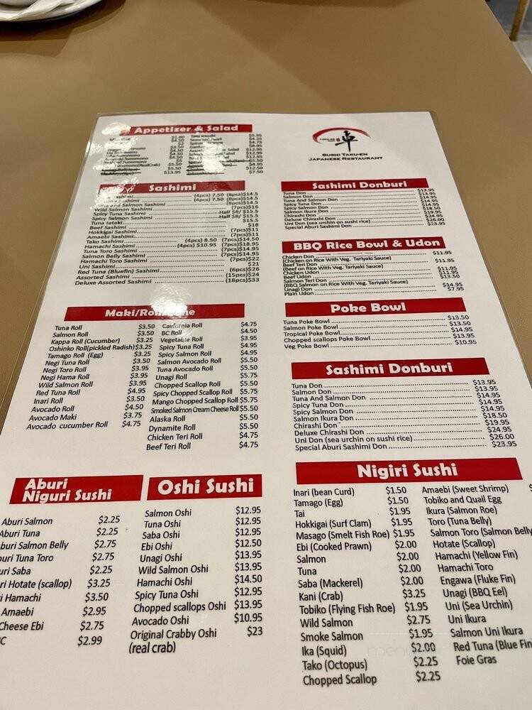 Sushi Taku-En Japanese Restaurant - Vancouver, BC menu_pic