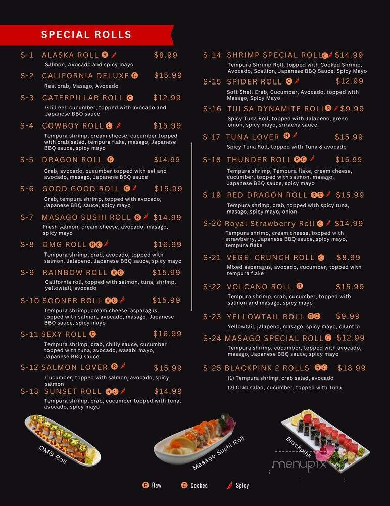 Masago Sushi & Asian Bistro - Jenks, OK menu_pic