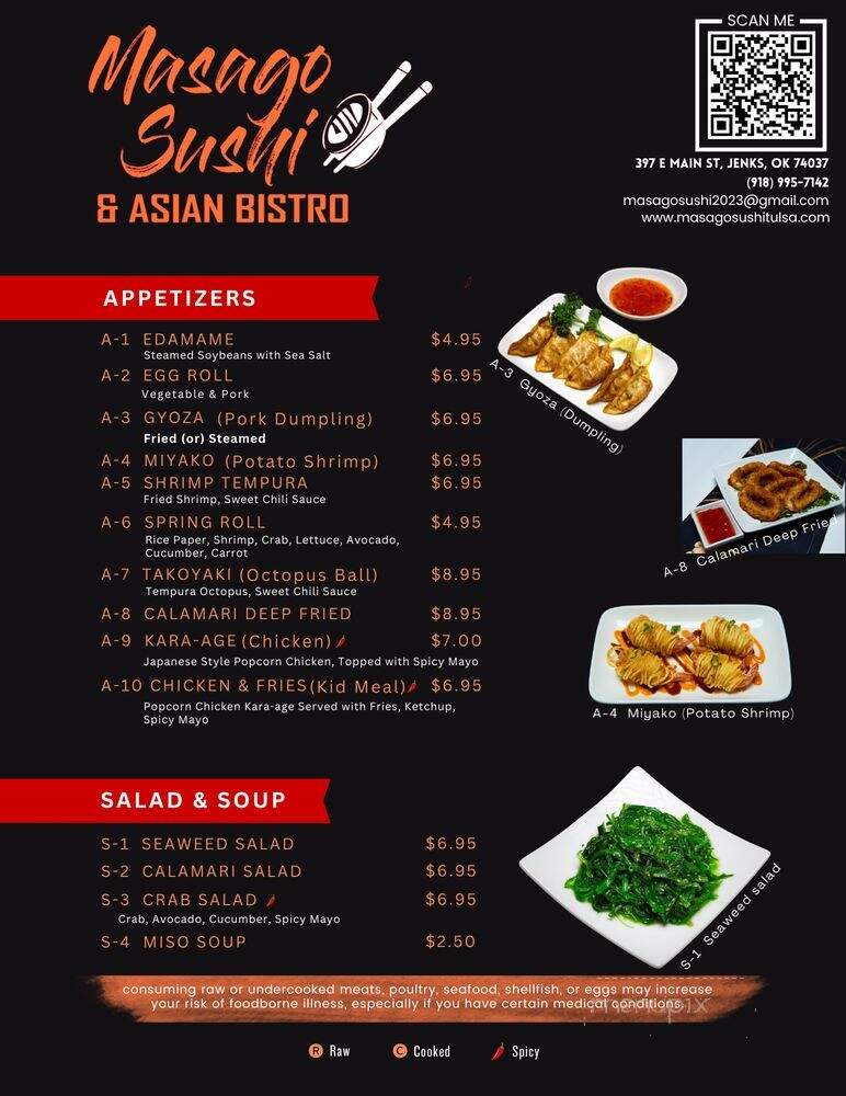 Masago Sushi & Asian Bistro - Jenks, OK menu_pic