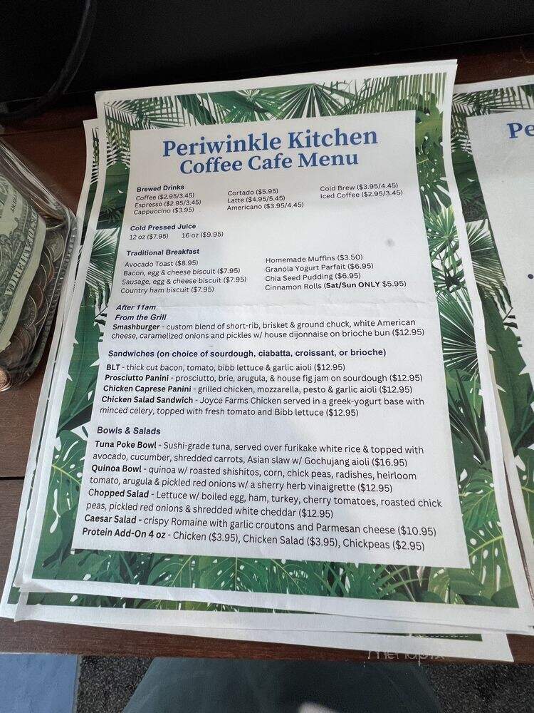 Periwinkle Kitchen - Charleston, SC menu_pic