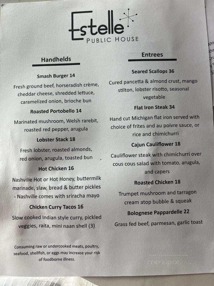 Estelle Public House - Grand Blanc, MI menu_pic