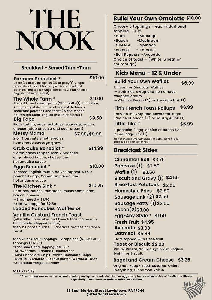 The Nook - Lewistown, PA menu_pic