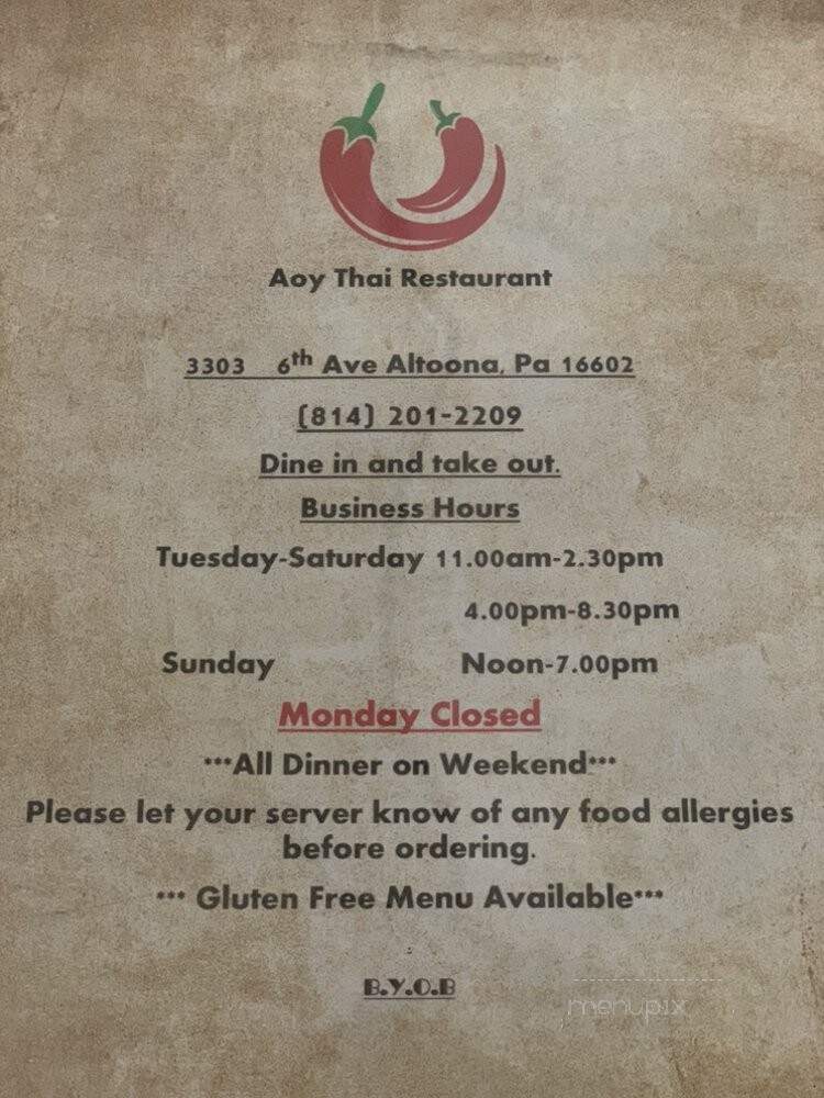 Aoy Thai Restaurant - Altoona, PA