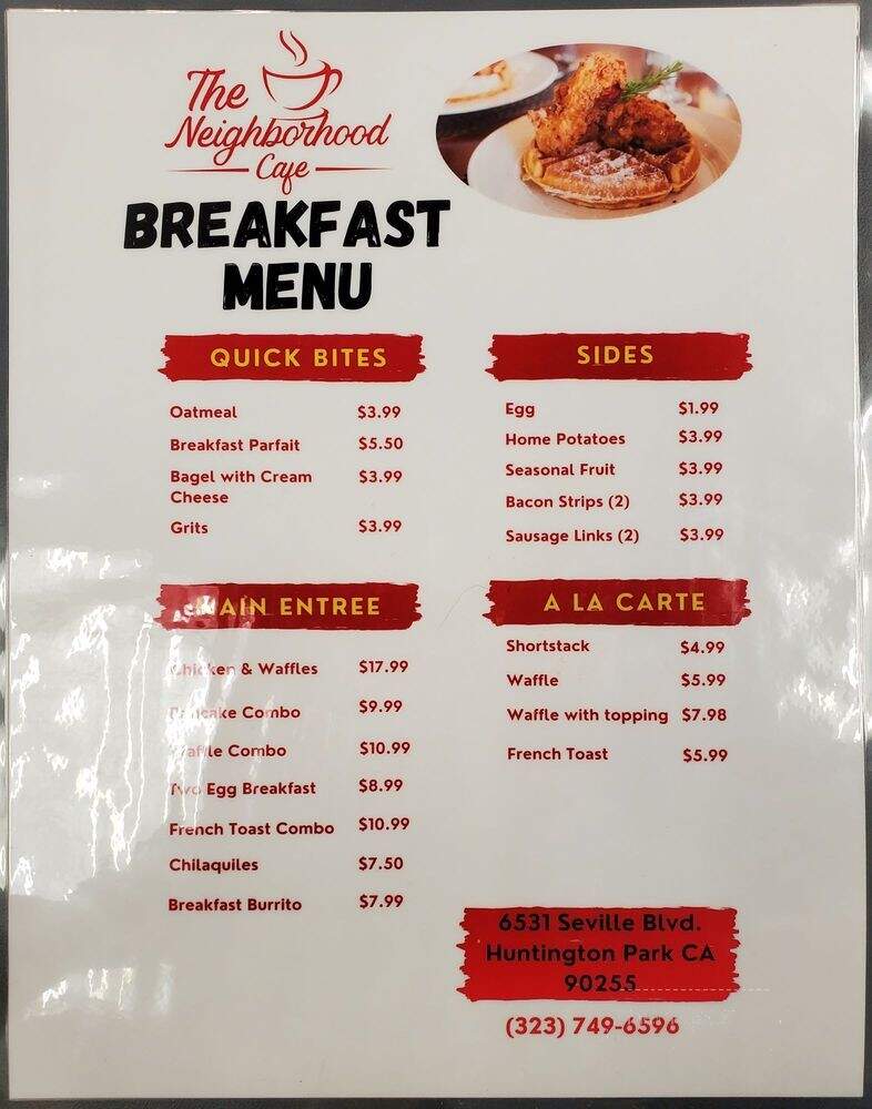 The Neighborhood Cafe - Huntington Park, CA menu_pic