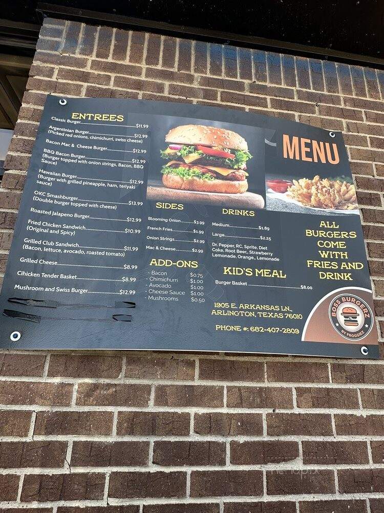 Boss Burgerz By Froggies - Arlington, TX menu_pic