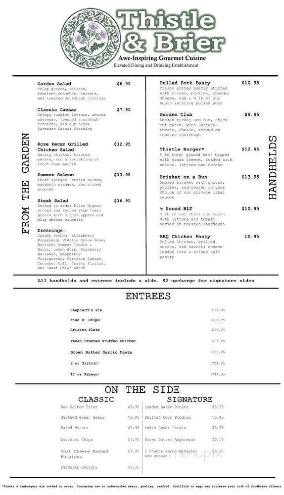 Thistle and Brier Restaurant - Knoxville, TN menu_pic