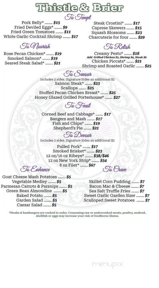 Thistle and Brier Restaurant - Knoxville, TN menu_pic