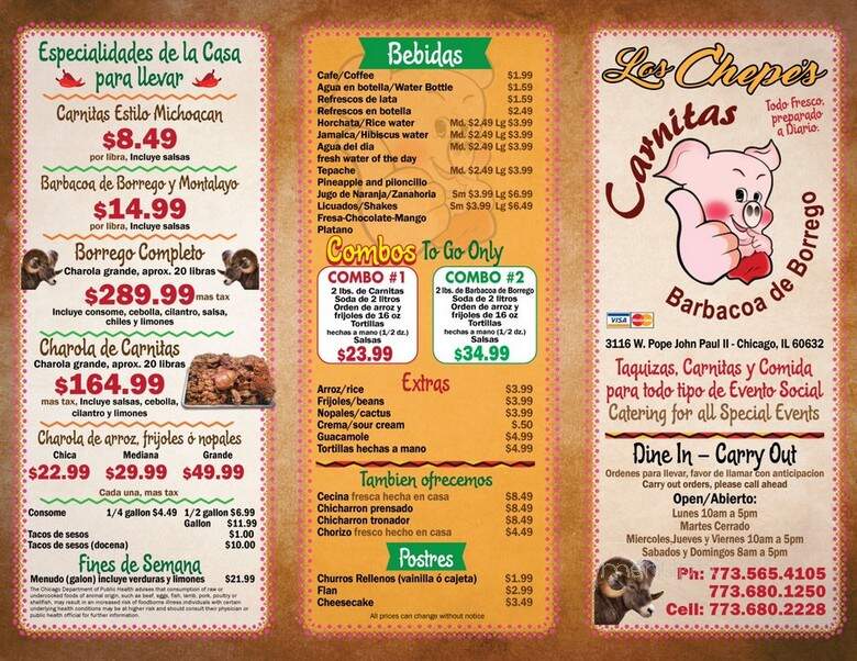 Carnitas & Barbacoa Los Chepe's - Chicago, IL menu_pic