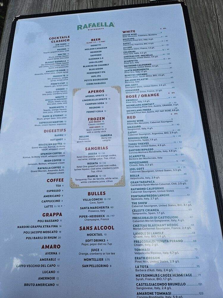 Rafaella Ristorante - Quebec City, QC menu_pic