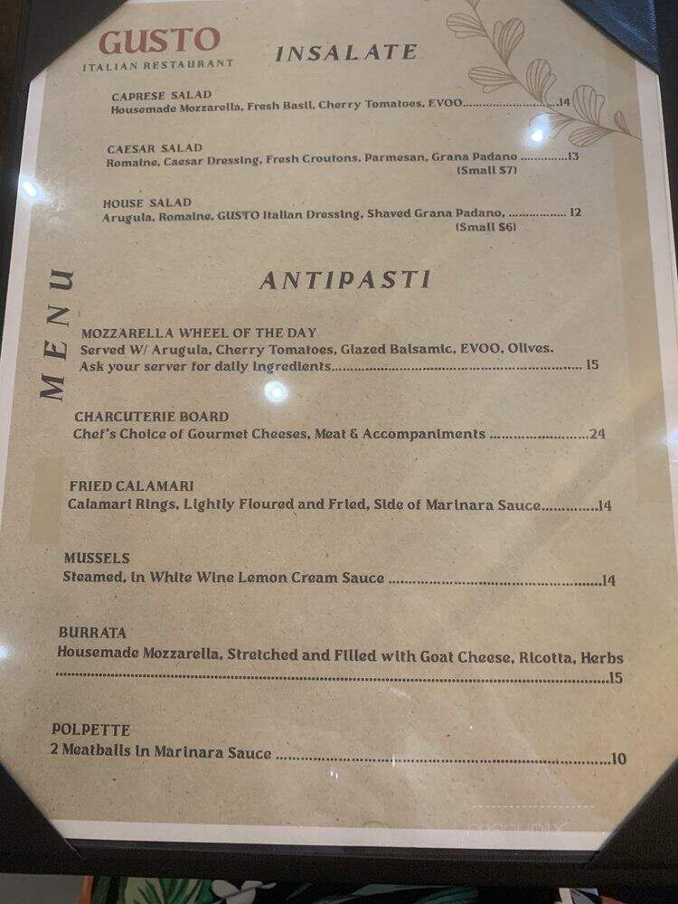 GUSTO Italian Restaurant - St. Petersburg, FL menu_pic