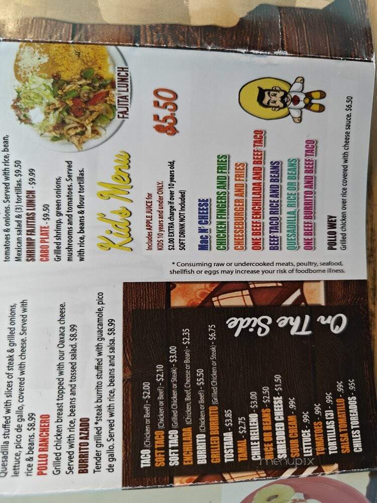 Corralejo Mexican Grill - Dodgeville, WI menu_pic