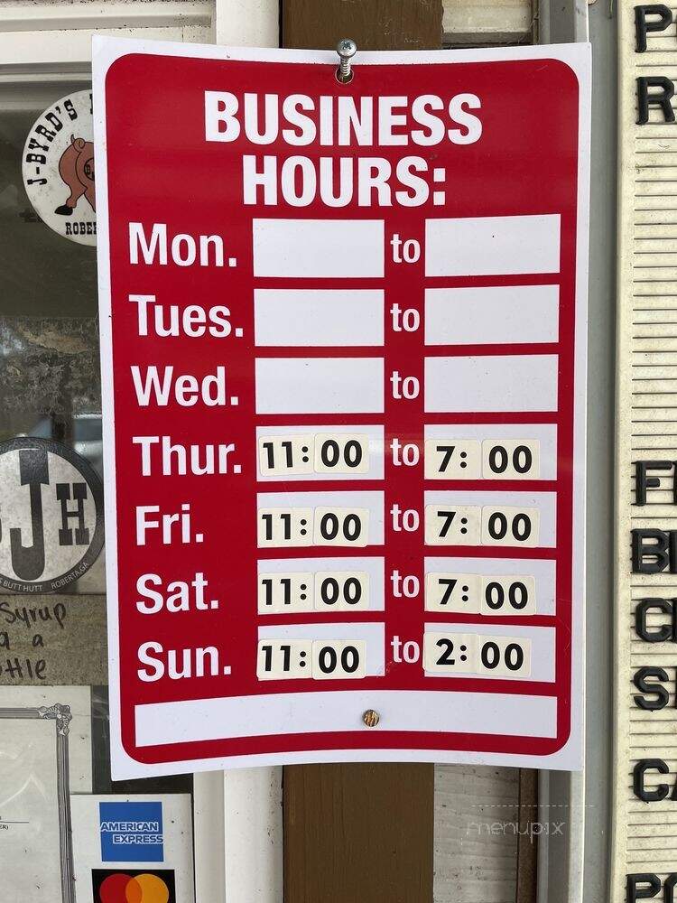 JByrds Butt Hutt - Roberta, GA menu_pic
