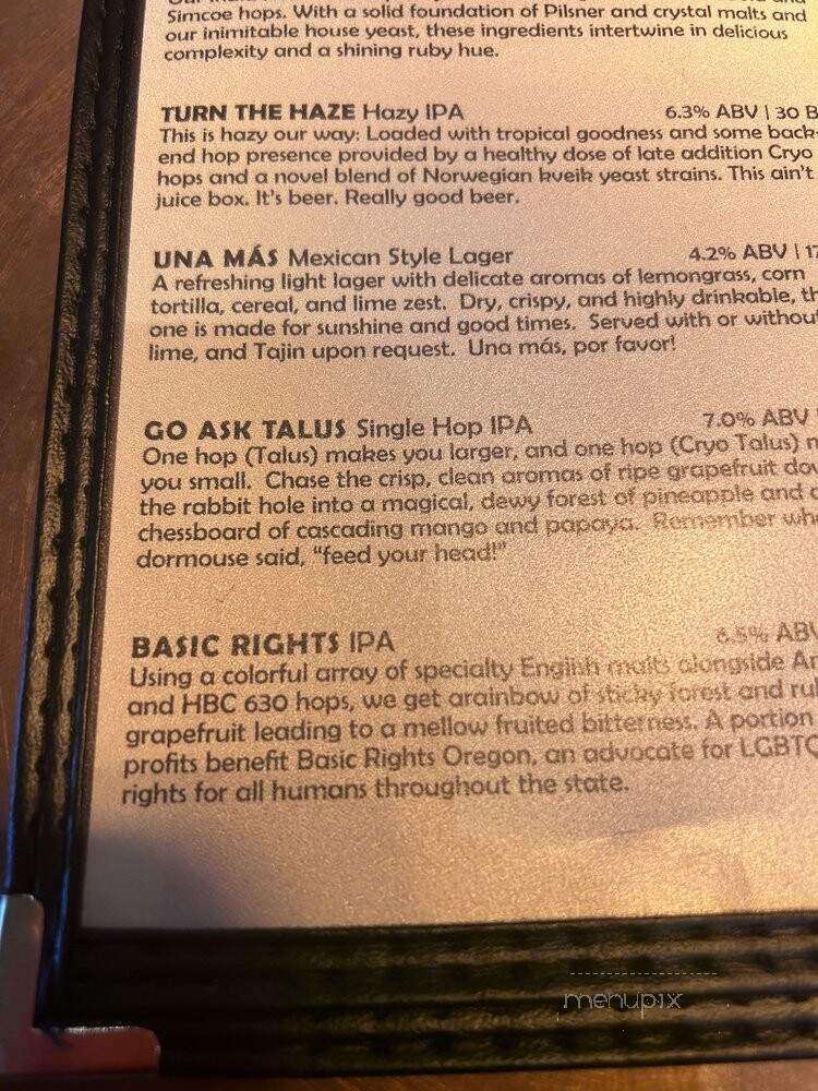 Double Mountain - Portland, OR menu_pic