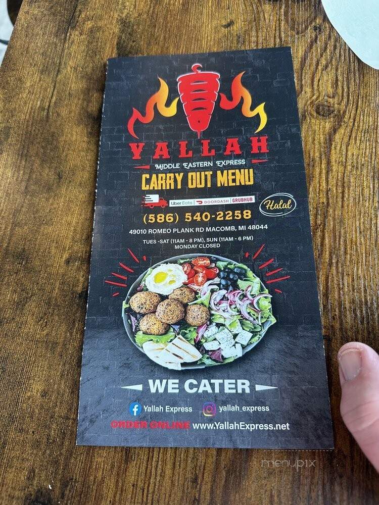 Yallah Express - Macomb, MI menu_pic
