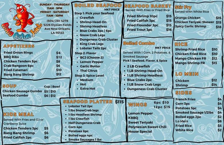 Baby Cajun Joint - New Orleans, LA menu_pic