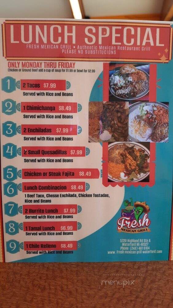 Fresh Mexican Grill - Waterford Township, MI menu_pic