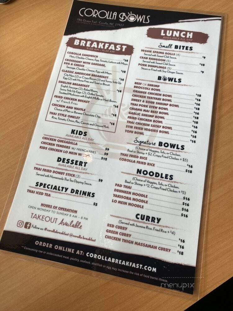Corolla Bowls - Corolla, NC menu_pic