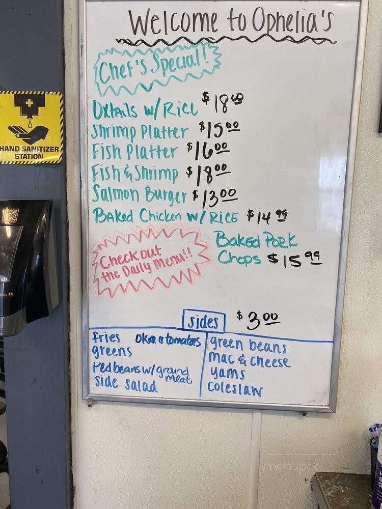 Ophelia's - Galveston, TX menu_pic