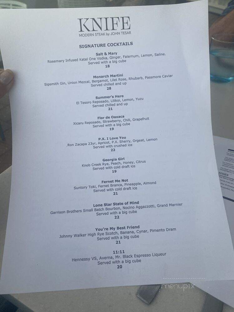 Knife Modern Steak - Dana Point, CA menu_pic