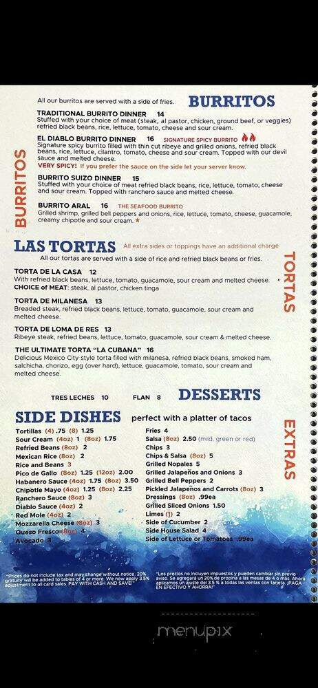 Aral Mexican Restaurant - Dundee Township, IL menu_pic
