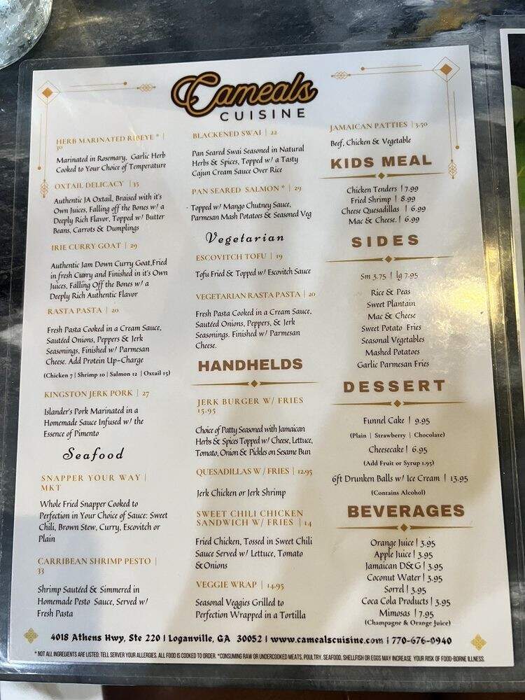 Cameals Cuisine - Loganville, GA menu_pic