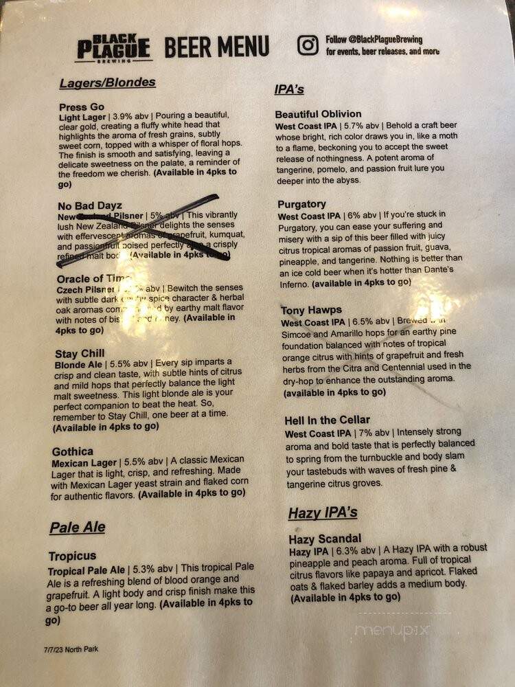 Black Plague North Park - San Diego, CA menu_pic