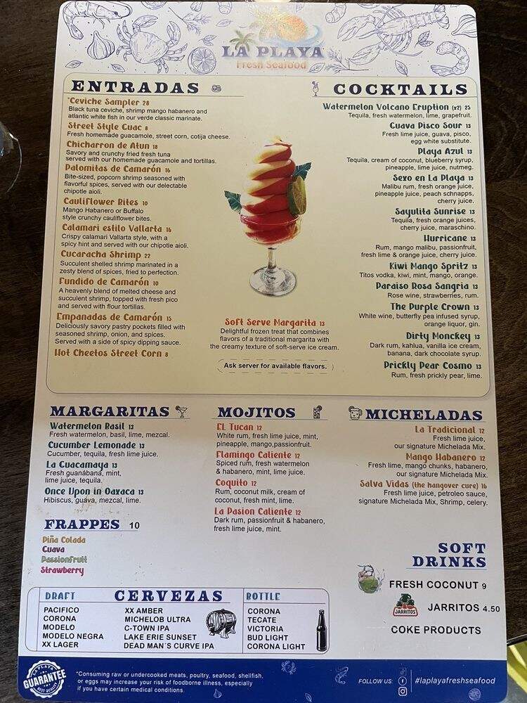 La Playa Fresh Seafood - Cleveland, OH menu_pic
